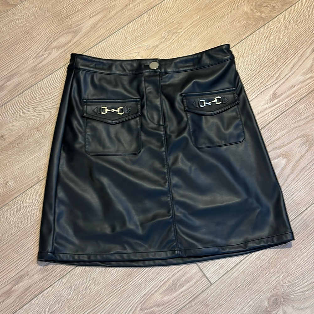 Tristan Horsebit Simili-Leather Skirt